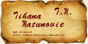 Tihana Matunović vizit kartica